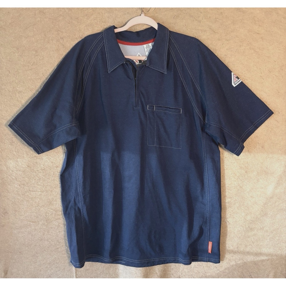 Bulwark FR IQ Series 1/4 Zip Shirt Mens‎ Sz XL Blue Pocket HRC2 2112